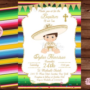 Baptism Mexican Invitation - Baptism Party Invitation - Mexican Fiesta Baptism Invitation - Mexican Invitation - DIGITAL FILE.