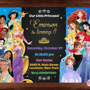 Princess Invitations - Princess Birthday Party Invitations - Princess Party Invitations - Disney Princess Party - DIGITAL FILE