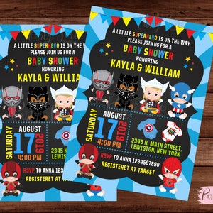 Superhero Baby Shower Invitation Superheroes Baby Shower Invitation Superheroes Avengers Baby Shower Invitation Digital file image 2