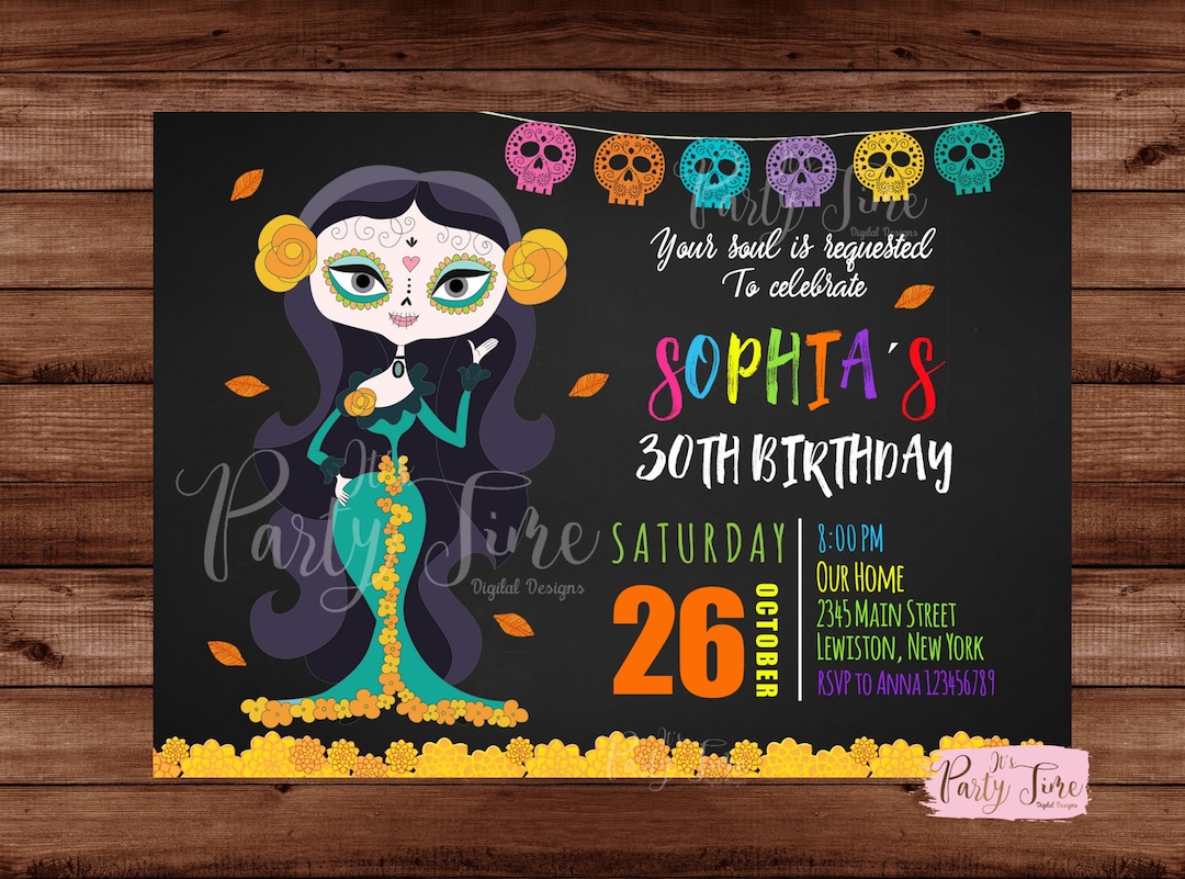 Sugar Skull Birthday Invitation Sugar Skull Invitation Sugar Skull ...