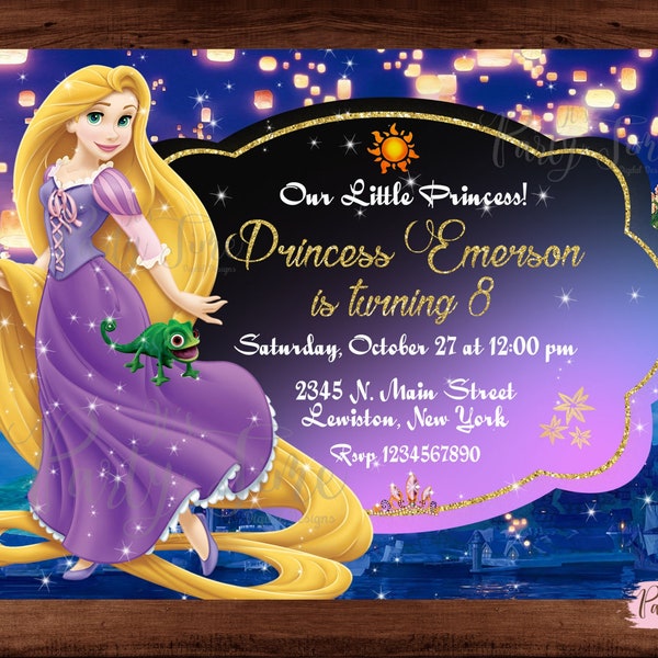Rapunzel Tangled Invitation - Invitation d’anniversaire De Raiponce - Invitation de Raiponce Invitation de princesse - FICHIER NUMÉRIQUE