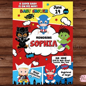 Superhero Baby Shower Invitation - Superhero Shower -  Comic Book Baby Shower invitation - Superhero Comic Invitation - DIGITAL FILE