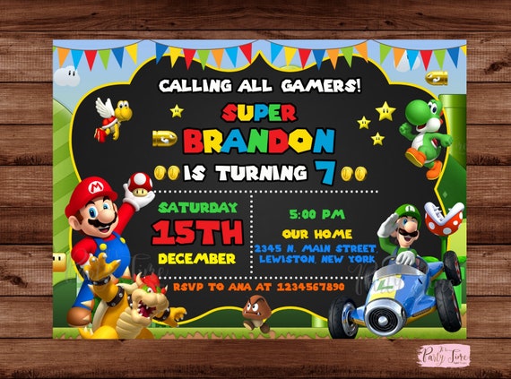 Invitación Animada de Cumpleaños Mario Bros (Editable) - Eternitips