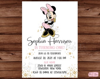 Minnie Mouse Invitation - Pink and Gold Minnie Mouse Birthday Party Invitation - Minnie Mouse Birthday Invitation - DIGITAL FILE