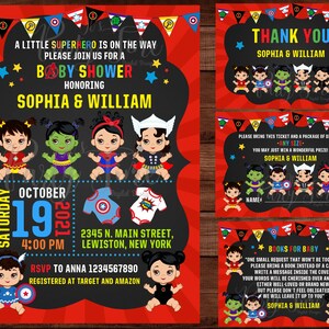Superhero Baby Shower Invitation - Superhero Girls Baby Shower Invitation - Baby superhero invitation - Baby shower invitation. FILE DIGITALE