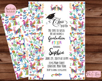 Mexicaanse Fiesta Graduation Invitation - Fiesta Graduation Party Invitation - Floral Fiesta Invitation - DIGITAAL BESTAND