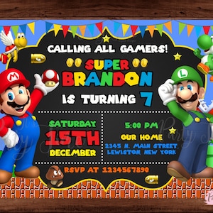 Mario Bros Einladung - Mario Bros Geburtstagseinladung - Mario Bros Party - Super Mario Einladung - Mario und Luigi Einladung. DIGITALE DATEI