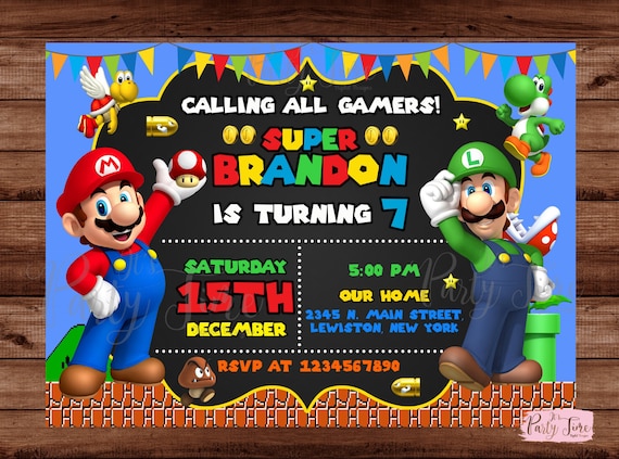 Invitation Mario Bros Invitation anniversaire Mario Bros Fête Mario Bros  Invitation Super Mario Invitation Mario et Luigi. FICHIER NUMÉRIQUE -   Canada