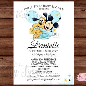 Mickey Mouse Baby Shower Invitations - Mickey Mouse Baby Shower Invitation - Baby Shower Invitation - Mickey Mouse Invitation - DIGITAL FILE