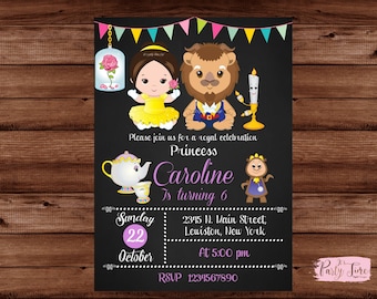 Beauty and the Beast Invitation - Beauty and the Beast Birthday Party - Belle Invitation - Princess Belle Invitation - Princess invitation.