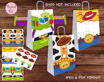 Bolsas de regalo de Toy Story - Bolsa de Toy Story - Bolsas de golosinas de Toy Story - Bolsas de fiesta de Toy Story imprimibles - ARCHIVO DIGITAL (Usted imprime)