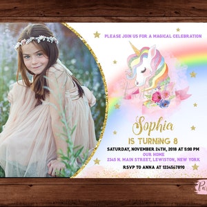 Magical Unicorn Invitation - Unicorn Invitation -Rainbow Unicorn Invitation - Unicorn Invite - Unicorn Birthday Invitation. DIGITAL FILE