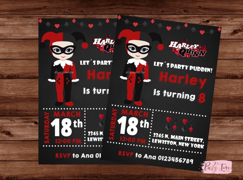 Harley Quinn Invitations Harley Quinn Birthday Invitations | Etsy