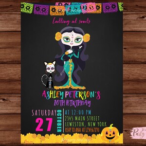 Sugar Skull Birthday Invitation - Sugar Skull Invitation - Sugar Skull Halloween Party Invitation - Day of the Dead Party - DIGITAL FILE