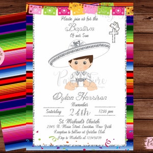 Baptism Mexican Invitation - Baptism Party Invitation - Mexican Fiesta Baptism Invitation - Mexican Invitation - DIGITAL FILE.