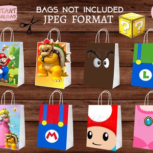Mario Bros Favor Taschen Fronten - Mario Geburtstag Mitbringsel Taschen - Party Taschen druckbar - Digitale Dateien - (Sie drucken) -INSTANT DOWNLOAD