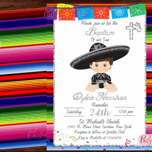 Baptism Mexican Invitation - Baptism Party Invitation - Mexican Fiesta Baptism Invitation - Mexican Invitation - DIGITAL FILE.