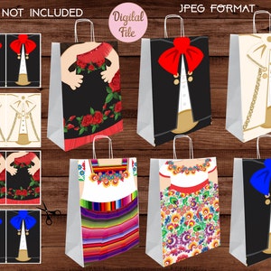 Mexican Favor bags - Mexican Party - Mexican Treat Bags - Mexican Bags Printable - Digital Files (You Print) - INSTANT DOWNLOAD