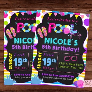 Pool Party Invitation Girls Pool Party Invitation Pool Party Birthday Invitation Summer Birthday Invitation Pool Party Invite. image 2