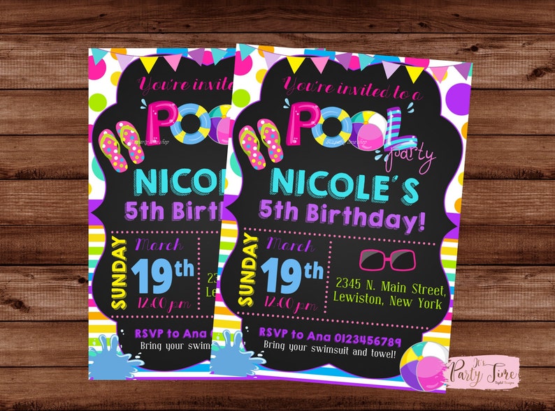 Pool Party Invitation Girls Pool Party Invitation Pool Party Birthday Invitation Summer Birthday Invitation Pool Party Invite. image 2