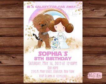 Star Wars Invitation - Star Wars Girl Invitation - Pink Star Wars invitation - Star Wars Birthday Party Invitation - STAR WARS. Digital File