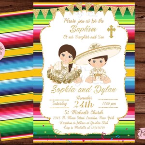 Baptism Mexican Invitation - Baptism Party Invitation - Mexican Fiesta Baptism Invitation - Mexican Invitation - DIGITAL FILE.