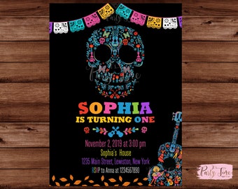 Coco Birthday Invitation - Coco Invitation - Dia de Los Muertos Invitation - Catrina Invite - Sugar Skull Birthday Invitation - DIGITAL FILE