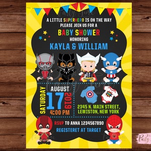 Superhero Baby Shower Invitation - Superheroes Baby Shower Invitation - Superheroes Avengers Baby Shower Invitation - Digital file