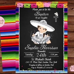 Baptism Mexican Invitation - Baptism Party Invitation - Mexican Fiesta Baptism Invitation - Mexican Invitation - DIGITAL FILE.