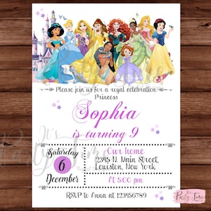 Princess Invitations - Princess Birthday Party Invitations - Princess Party Invitations - Disney Princess Party - DIGITAL FILE