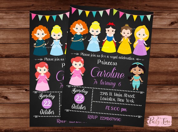 Birthday Invite Princess Caroline Brave Princess Personalized