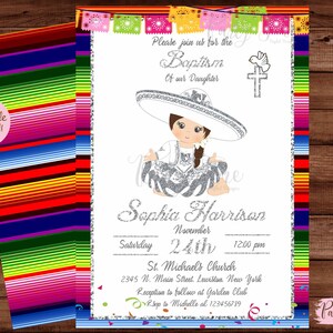 Baptism Mexican Invitation - Baptism Party Invitation - Mexican Fiesta Baptism Invitation - Mexican Invitation - DIGITAL FILE.