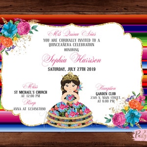 Quinceanera Invitation - Quinceañera Mexican Fiesta Invitation - Mexican Quince Invite - Mexican Invitation - Fiesta Invitation - DIGITAL