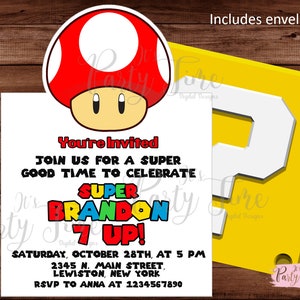 Mario Bros Invitation - Mario Bros Birthday Invitation- Mario Bros Party - Toad Invitation - DIGITAL FILE