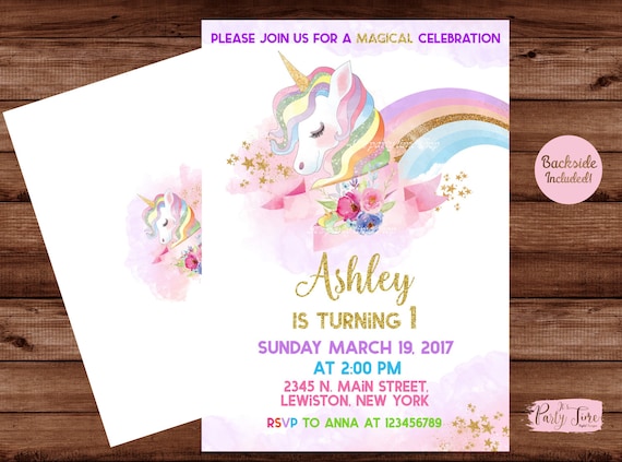 unicorn invitation rainbow unicorn invitation unicorn etsy