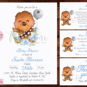 Star Wars-babyshoweruitnodiging - Star Wars-babyshower - Chewbacca-babyshoweruitnodiging. DIGITAAL BESTAND
