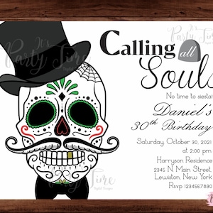Skull Invitation - Sugar Skull Invitation - Dia de Los Muertos Invitation - Catrina Invite - Sugar Skull Birthday Invitation - DIGITAL FILE