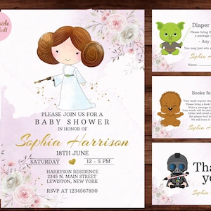 Star Wars Babypartyeinladung - Star Wars Babypartyeinladung - Galaxy Babypartyeinladung - Leia Partyeinladung ARCHIVO DIGITAL