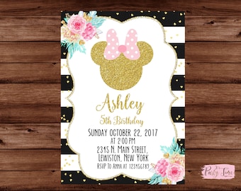Minnie Mouse Invitation - Pink and Gold Minnie Mouse Invitation - Minnie Mouse Birthday Party Invitation - Minnie Mouse - DIGITAL FILE
