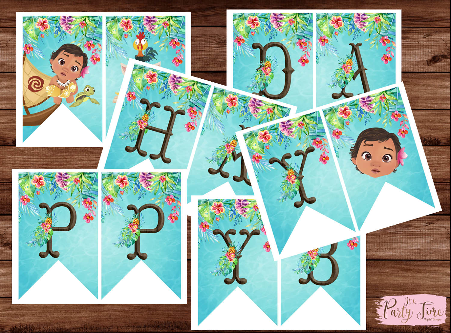 Moana Banner Moana Birthday Banner Moana Flags Banner. - Etsy México