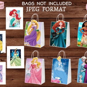 Princess Favor Bags - Princess Treat Bags - Party Bags Printable -  Digital Files (You Print) - INSTANT DOWNLOAD