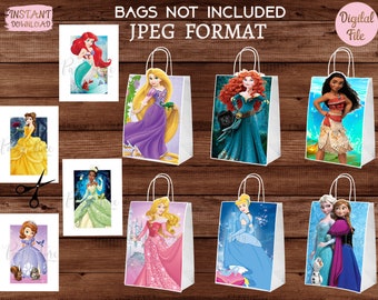 Princess Favor Bags - Princess Treat Bags - Party Bags Stampabile - File Digitali (You Print) - INSTANT DOWNLOAD