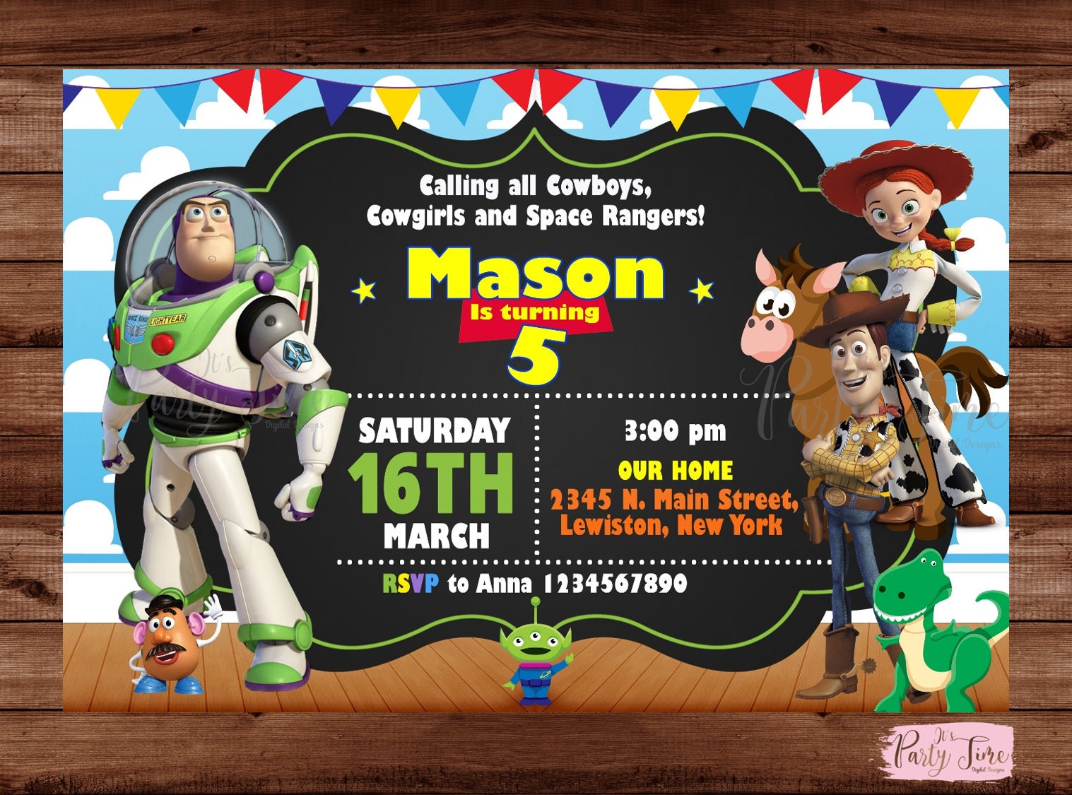 Invitación a Toy Story Invitación de cumpleaños de Toy Story