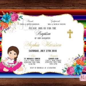 Baptism Mexican Invitation - Baptism Party Invitation - Mexican Fiesta Baptism Invitation - Baptism Invitation. DIGITAL FILE.