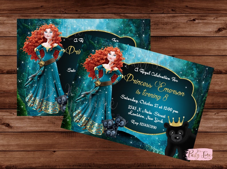 Merida Birthday Invitation - Brave Invitation - Princess Brave ...