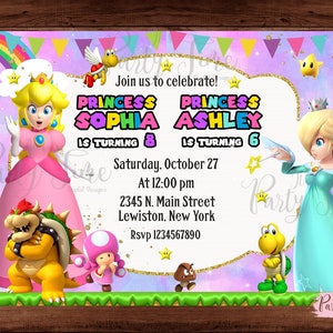 Prinzessin Peach und Prinzessin Rosalina Einladung - Pfirsich und Rosalina Einladung - Prinzessinnen Einladung -DIGITALDATEI