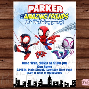 Spidey and his Amazing Friends invitation - Superhero Birthday Invitation - Spidey Invitation - Spidey Birthday Invite -  DIGITAL FILE