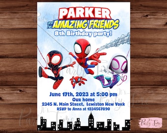 Spidey and his Amazing Friends invitation - Superhero Birthday Invitation - Spidey Invitation - Spidey Birthday Invite -  DIGITAL FILE