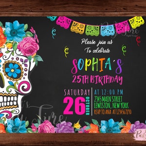 Sugar Skull Birthday Invitation - Sugar Skull Invitation - Sugar Skull Halloween Party Invitation - Day of the Dead Party - DIGITAL FILE