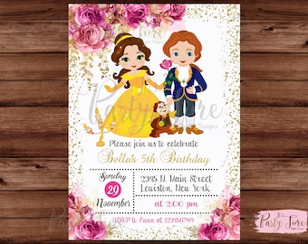 Beauty and the Beast invitation - Princess Belle invitation - Belle Invitation - Princess Invitation - DIGITAL FILE